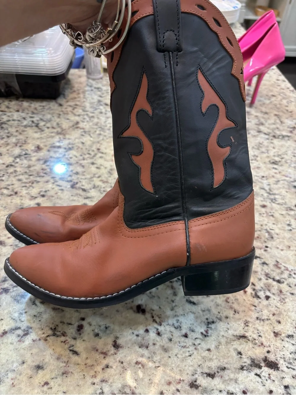 Dan Post Black and Brown Two-Tone Western Cowboy Boots